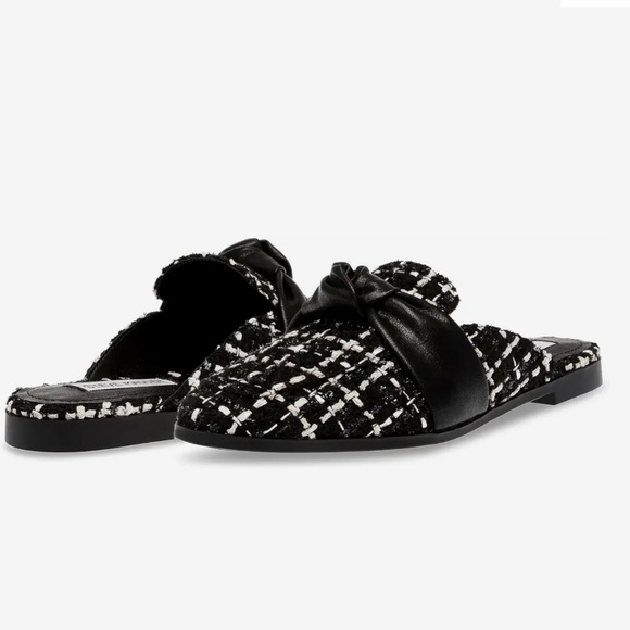 Steve Madden Shoes - Steve Madden Women's Black and White Tweed “Chart” Slip-On Mule Shoes
